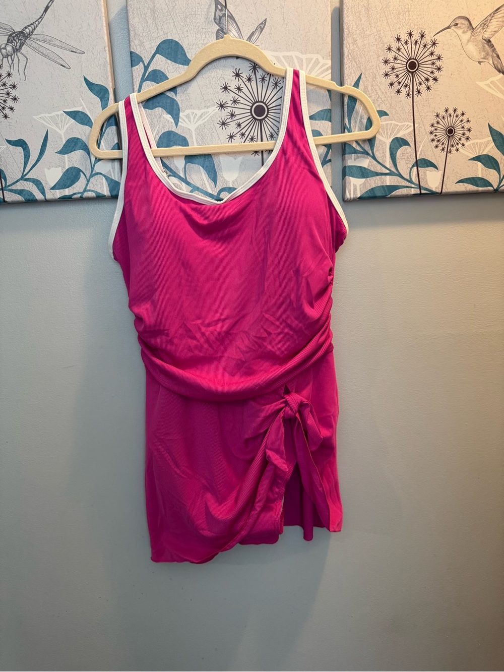 Women’s Fuchsia Tank Side Tie swimsuit, beach, cruise wear New Size XL